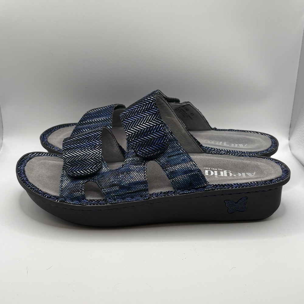 Alegria Camille Wavy Navy Womens Sz EU41 US 10.5 Casual Slides Flip Flop Sandals